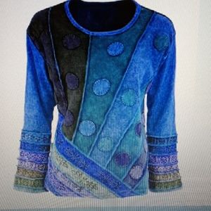 NWT Blue/Multi Pullover Top